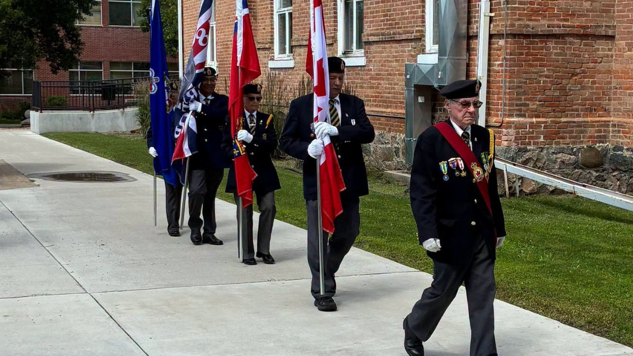 Raising Flag City Hall RCL Anniv 100